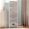 CASABEL Scarpiera Portascarpe 15 Paia - Armadio Mensola Grande Capacità per Ingresso, Corridoio - L60xP17xH180 cm - Porte Legno Chiaro Telaio Bianco