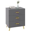HOMCOM Cassettiera 3 Cassetti Moderna e Antiribaltamento, Mobile Cassettiera in Legno e Alluminio, 60x40x71.5 cm, Oro e Grigio Scuro