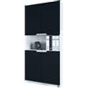 Vladon Logan V2, mobile per ufficio, schedario con 5 scomparti e 4 ante, bianco opaco/nero opaco (82 x 184 x 37 cm)