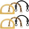 QZDAFFIC 6 Pezzi Manici Bamboo per Borse Uncinetto, Manici Borsa a Forma di D Manico Borsa con Legno Perline Accessori per Borse Fai da te Tote Bag Donna