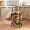 [en.casa] Carrello Portatutto Carrello da Stoccaggio Organizzatore con 3 Cestelli e Ganci Mobile Multiuso in Acciaio a 4 Rotelle per Cucina Ufficio Bagno - Nero