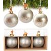 Brubaker Set di 3 Palline di Natale in Vetro - Set Oro con Figurine di Testa di Cervo in Porcellana - Palline di Natale Premium con Disegno di Foglie - Dipinta a Mano - Palline di Natale da 8 cm
