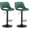 CLP Set di 2 sgabelli da Bar Camden I Rivestimento in Velluto, Colore:Verde, Materiale Base:Metallo Nero Opaco