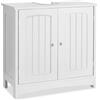 tectake® Mobile Sottolavabo Stile Country, 2 Scomparti Spaziosi, Porte Scorrevoli, Maniglie Robuste, Mobiletto Bagno Salvaspazio, Protezione Ritaglio Sifone - Capacità di Carico 35 kg