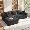 Xbro Divano Angolare a L 3 Posti Componibile, Divano con Chaise Longue Sinistra in Velluto a Coste, con Tasche Laterali e Cuscini, per Soggiorno Appartamento, 250x160x62 cm, Grigio Scuro