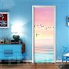 XWYDCF Carta da Parati Adesivo per Porta 3D Autoadesivo Murales 77 * 200Cm Rosa Tramonto Oceano Paesaggio Impermeabile PVC Decalcomanie Poster Famiglia Soggiorno Porta Bagno Decorazione