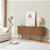 [en.casa] Mobile Contenitore con Ante Scorrevoli e Scomparti Interni Credenza Moderna Madia per Soggiorno Sala da Pranzo Ufficio 166 x 40 x 70 cm Effetto Noce