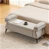 Ckaff Panca Contenitore Camera da Letto 128x44x53cm, Panca Fondo Letto Matrimoniale, Cassapanca Pouf Organizzatore Ottomano in Pelle PU per Camera da Letto Soggiorno Ingresso, Grigio Chiaro