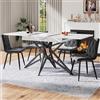 boorbin Tavolo da pranzo allungabile 120 (160) x 80 cm, tavolo da cucina allungabile, tavolo per la colazione, gambe da tavolo a forma di stella, gambe in ferro nero, piano in legno di noce/marmo