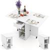 LIFEZEAL 3 in 1 Tavolo da Pranzo, da Cucina, Console, 120x77cm, 4-6 Persone, Pieghevole, Allungabile, con 2 Ruote, 1 Cassetto, 2 Ripiani, in Legno, per Sala da Pranzo, Soggiorno, Max 95 kg (bianco)