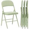 HOMCOM Set di 4 sedie pieghevoli sedie da sala da pranzo portatili per interni con sedute e schienali imbottiti in velluto e telaio in acciaio, portata fino a 120 kg, verde