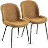 Brigros WeHome - Set Di 2 Sedie Tessuto Bouclè, Sedie Moderne Sala Da Pranzo, Sedie In Tessuto Con Gambe In Metallo, Sedie Imbottite - Shell (Nero, Ocra)