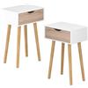 [en.casa] Set di 2 Comodini con Cassetto Tavolini Laterali per Divano Mobiletto da Notte 60 x 40 x 29,5 cm per Camera da Letto Soggiorno Corridoio Ingresso - Bianco/Effetto Rovere
