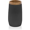 Inbagno Porta spazzolino da Denti, in plastica Nero, con Dettagli Effetto Legno, Serie Blob