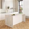 VE.CA.s.r.l. VE.CA - Isola Cucina Sophia con Piano Lavoro 90x154x83 cm, Made in Italy - Mobile Cucina Moderno, Credenza con 3 Ante - Ideale come Tavolo da Pranzo - Shabby