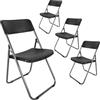 Spetebo Sedia pieghevole in rattan nero, set da 4 pezzi, 82 x 46 cm, sedia da giardino con schienale pieghevole, effetto intrecciato, sedia da bistrò, sedia da giardino, balcone, terrazza, cucina