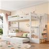 Zravenna Letto a soppalco 90 * 200 cm, con scaffale a scaletta, con estensione, alta ringhiera, letto a castello con spazio di archiviazione, letto matrimoniale funzionale bianco (90 * 200 cm