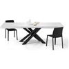 Mobili Fiver, Tavolo Allungabile Emma 160(240) x90 cm, Bianco Frassino con Gambe Incrociate Nere, per 6-10 persone, Tavolo Cucina, Soggiorno, Made in Italy