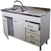 Arredobagnoecucine Mobile sottolavello componibile per cucina cm.120 con cassettiera e lavello inox