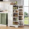 DUlVBPE Armadietto da cucina con sensore LED, 120 x 60 x 40 cm, grande armadio a 2 ante con ripiani regolabili e ripiani per porte, adatto per cucina, sala da pranzo o soggiorno, bianco
