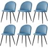 BenyLed Set di 6 Sedie da Pranzo Scandinave, Sedie da Cucina in Velluto, Sedie Imbottite Cucina con Gambe in Metallo (Blu/Nero Piedi)