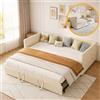 Liuyoyo Divano letto imbottito allungabile 90/180 x 200 cm con reti a doghe, letto multifunzione in tessuto di velluto delicato sulla pelle, per ragazzi, senza materasso, beige