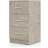 KOMFOTTEU Comodino con 3 cassetti, comodino in legno, tavolino piccolo, cassettiera per camera da letto, ufficio, 37 x 34 x 66,5 cm (1, grigio)