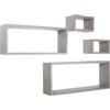 MODULARREDO | MERLINO Set 4 Mensole da Muro, Pensile Bagno, Mensola Parete, 75x30 e 60x25, 2 da 25x15, Kit Tasselli Incluso, Rovere Grigio Nuovo - Made in Italy