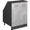Vicco Mobile cucina sottotetto R-Line, Calcestruzzo, 60 cm con 2 porte, carcassa 60 cm profondità, per la libera combinazione all'interno di sistemi cucina modulari