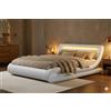 CONCEPT USINE - Letto Matrimoniale Seattle in Similpelle Bianca con LED Integrati - Superficie d'appoggio 160 x 200 cm - Struttura del Letto a 2 Piazze con Rete per 2 Persone - Elegante e di Design