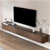 Coubird Mobile TV sospeso a parete Mensole TV galleggianti con luce LED, Ante e Cassetto Moderno Mobile Intrattenimento Media Console TV con Deposito per Soggiorno camere (Marrone,180cm/70in)