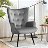 Ckaff Poltrona Salotto, Poltrona Imbottita Scandinava Poltrone Camera da Letto con Braccioli Poltrone Relax in Velluto con Schienale Alto per Camera da Letto Soggiorno, Grigio