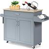 COSTWAY Carrello da Cucina con Ruote di Gomma, Scaffale per Microonde Carrello Servizio, Mobile Cucina con Ripiani e Ante, Credenza Cucina Legno Moderno Elegante, 116 x 37 x 85 cm (Grigio)