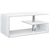[en.casa] Tavolino Centrale da Salotto con 3 Piani di Appoggio Tavolo Basso da Caffè Divano Design Moderno per Soggiorno 90 x 50 x 41 cm - Bianco