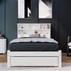 BENMWS Letto singolo in legno massello, con cassetti e rete a doghe, libreria letto per giovani e adulti, bianco (90x200cm)