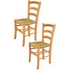t m c s Tommychairs - Set 2 sedie modello Venice per cucina bar e sala da pranzo, robusta struttura in legno di faggio color miele e seduta in paglia