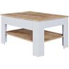 Vicco Tavolino Milan, Rovere bianco/dorato, 92.2 x 65 cm | con vano portaoggetti per riporre riviste e telecomandi