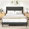 COSTWAY Struttura Letto Matrimoniale, Telaio Letto in Velluto con Testiera Regolabile in Altezza, Doghe in Legno a Supporto del Materasso, Silenzioso (160x200cm Stile 2)