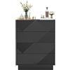 UEV Cassettiera a 4 Cassetti con Motivo a Rombi, Settiminio Spazioso per Archiviazione, Comò Stabile e Durevole per Soggiorno, Camera da letto, Corridoio, 60 x 33,5 x 77,5 cm, Nero