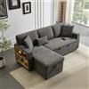 Rosebibi Divano letto ad angolo Divano angolare a forma di L Divano letto estraibile, con contenitore e scaffale integrato (grigio scuro)