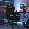 ALFORDSON Sedia da Gaming Massaggiante, Poggiapiedi Telescopico, Sedia Gamer con Cuscino Lombare & Poggiatesta, Ergonomico Sedie da Ufficio Schienale Regolabile 90-150°, Tessuto(Nera)
