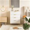 EZSSW Comò per camera da letto, cassettiera con 4 cassetti, motivo lineare, manico in metallo, armadietto comodico, cassettiera, bianco, 60 x 34 x 90 cm (bianco, 4 cassetti)