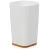 Inbagno Bicchiere Porta spazzolini da Bagno in plastica Bianca Opaca con Dettagli in bambù, Design Slim Elegante