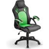 Juskys Sedia racing da scrivania Montreal verde| Braccioli imbottiti e schienale ergonomico | Sedia da ufficio Sedia girevole Sedia da gaming