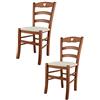 t m c s Tommychairs - Set 2 sedie modello Cuore per cucina bar e sala da pranzo, robusta struttura in Legno di faggio color ciliegio e seduta rivestita in tessuto colore avorio