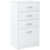 MATKAM Cassettiera quattro cassetti H L P 85 x 45 x 35 cm, maniglie in metallo satinato Cassetto L P 32 x 33 cm, guide in metallo (bianco)