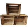 Teramico Set di cassette in legno da frutta, 50 x 40 x 30 cm, vintage, massiccia e pulita, stile shabby chic (set da 3)