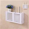 Zoegneer Scatola portaoggetti per router WiFi wireless, in PVC, senza trapano, ripiano per router, montaggio a parete, scatola organizer per cavi (ouver)