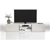 WHOUS Mobile Porta TV EGYPT per Soggiorno con 2 Ante e 2 Ripiani in Vetro, Mobile Tv per Salotto in Legno, 180x38x35 cm, Bianco Laccato Lucido