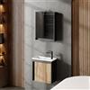 Planetmöbel Set di mobili da bagno 3 pezzi Lavabo con mobile | sottolavabo 50 x 48,3 x 24,8 cm grigio opaco/rovere Wotan, armadio a specchio 50 x 65 x 11,4 cm con lampada a LED da incasso